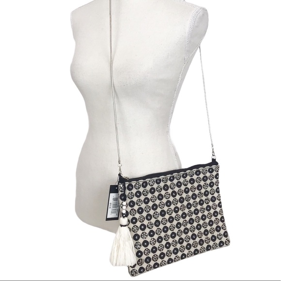 La Sera by franchi Crossbody/Clutch Blk Wht NWT - Picture 1 of 11